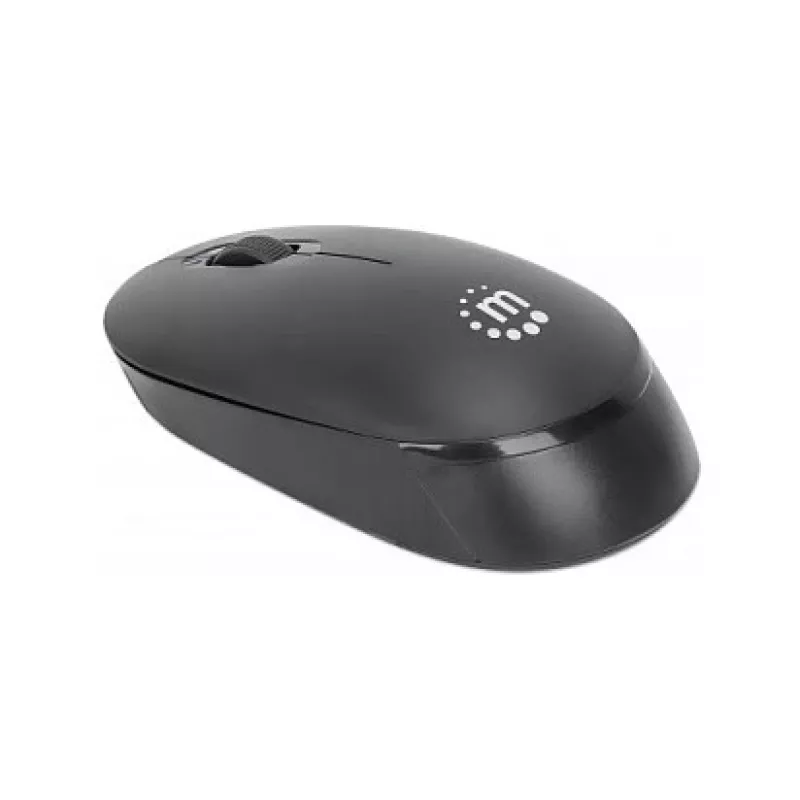 Manhattan ratón inalámbrico Performance III, negro, 1000 dpi, 2,4 GHz (hasta 10 m), USB, óptico, ambidiestro, tres botones con rueda de desplazamiento, receptor nano USB, pila AA (no incluida), base de baja fricción, tres años de garantía
