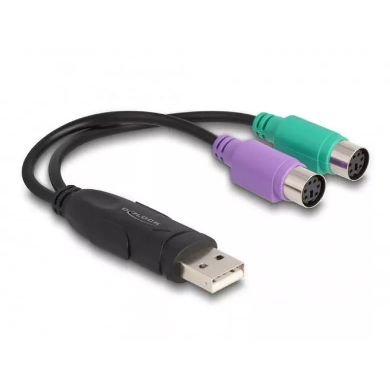 Adaptador USB a PS/2 DeLOCK 0,17 m 2x Mini-DIN de 6 polos USB A