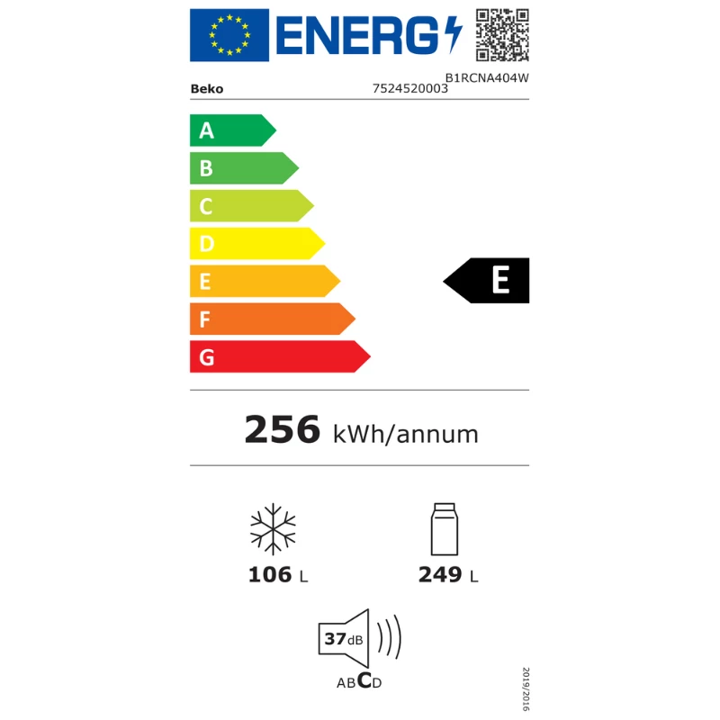 Frigorífico BEKO B1RCNA404W, altura 203,5 cm, clase energética E, NeoFrost, AeroFlow, blanco