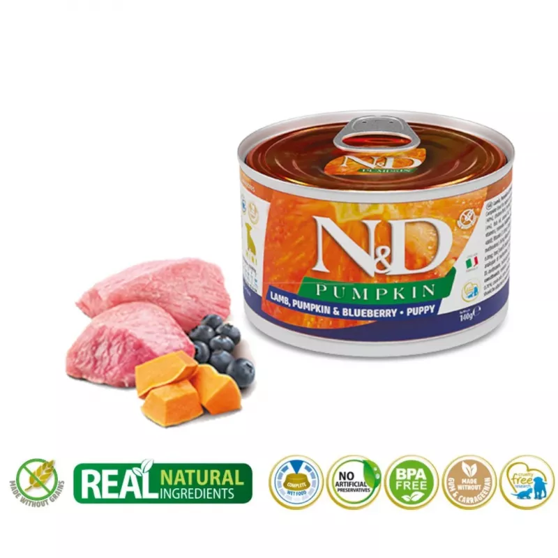 Farmina N&D Puppy Lamb & Pumpkin & Blueberry comida húmeda para perros 140 g