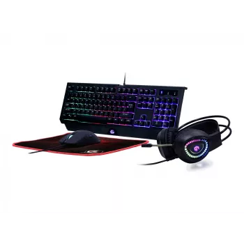 Teclado gaming GEMBIRD GGS-UMGL4-01, tamaño completo, USB, QWERTY, 104 teclas, inglés US, con ratón, negro