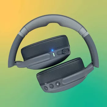 Auriculares Skullcandy Crusher Evo — con cable y Bluetooth, gris, 40 h de batería, USB-C, AUX, plegables
