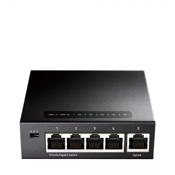 Switch de Red Cudy GS105 — 5 Puertos Gigabit Ethernet (10/100/1000), Negro, Fuente de Alimentación 5 V DC Incluida