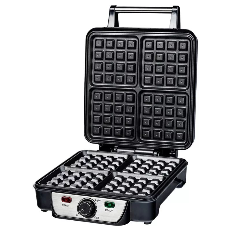 Gofrera Ravanson GR-7030 — 4 gofres, 1100 W, placas antiadherentes, termostato regulable, asa que no se calienta