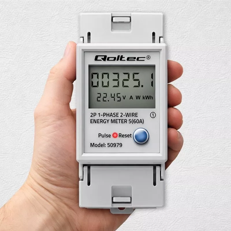 Contador de energía QOLTEC monofásico carril DIN 230V (MPN 50979)