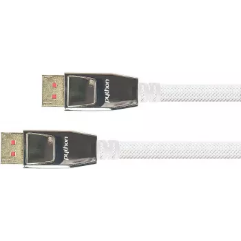 Cable de conexión DisplayPort 1.4, 8K / UHD-2 @60Hz, conector macho de metal completo, contactos dorados, OFC, trenza de nailon blanco, 5 m, serie PYTHON® (GC-M0215)