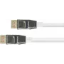 Cable de conexión DisplayPort 1.4, 8K / UHD-2 @60Hz, conector macho de metal completo, contactos dorados, OFC, trenza de nailon blanco, 5 m, serie PYTHON® (GC-M0215)