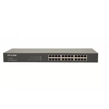 TP-Link Switch de red Gigabit de 24 puertos para rack, no gestionado, Gigabit Ethernet (10/100/1000), full duplex, montaje en rack, 1U