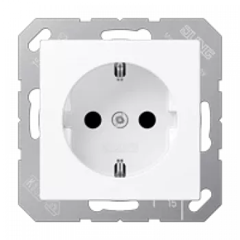 Toma de corriente tipo F Jung A 1520 BF WWM, 16 A, 250 V, termoplástico, blanco, 55×55 mm