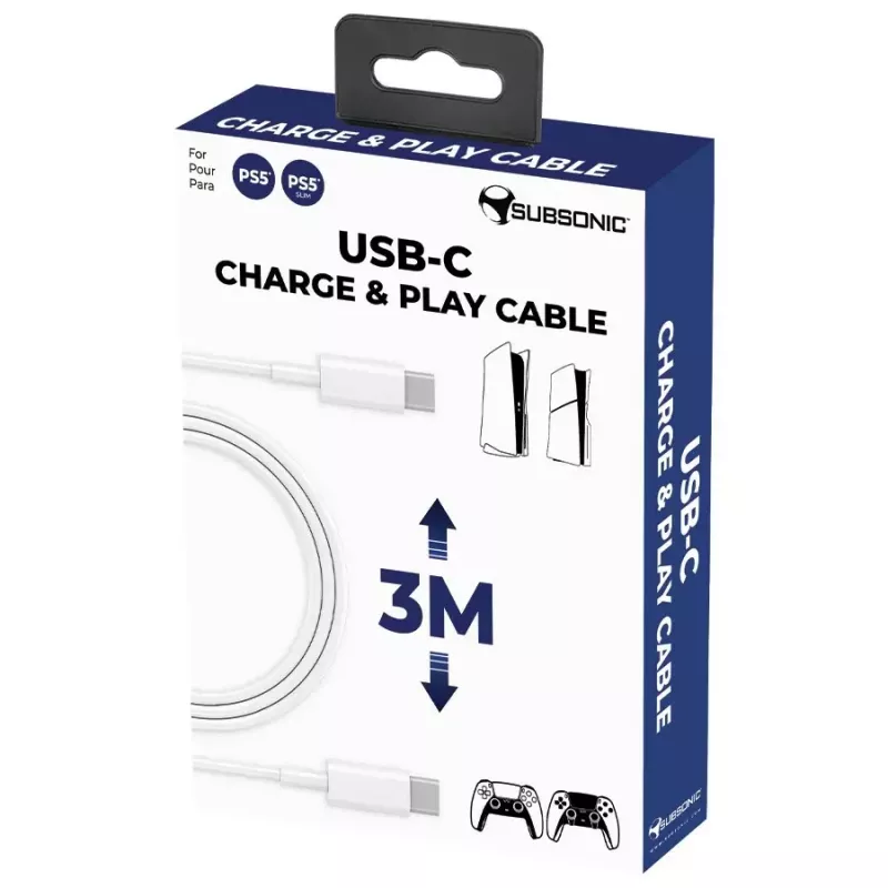 Cable de carga y juego USB-C SUBSONIC SA5634 para PS5 – carga por cable y conexión de datos