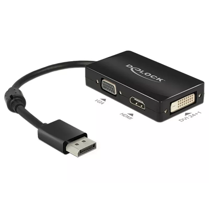 DeLOCK 0,16 m DisplayPort/VGA+HDMI+DVI VGA (D-Sub)+ HDMI + DVI negro
