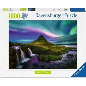 Puzle Power of Nature - Auroras boreales sobre Kirkjufell (1000 piezas)