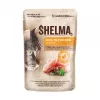 Comida húmeda para gatos SHELMA sobre 4×85 g — alimento completo para gatos adultos con salmón, bacalao, ternera y pollo