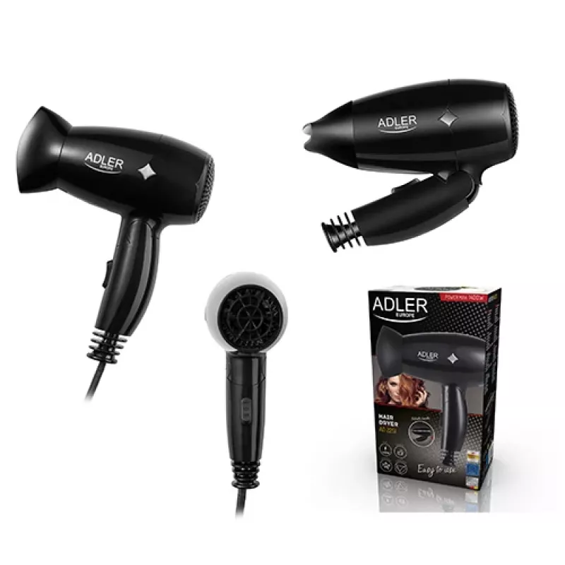 Secador de pelo Adler AD 2251, 1400 W, 2 velocidades, 2 niveles de calor, negro