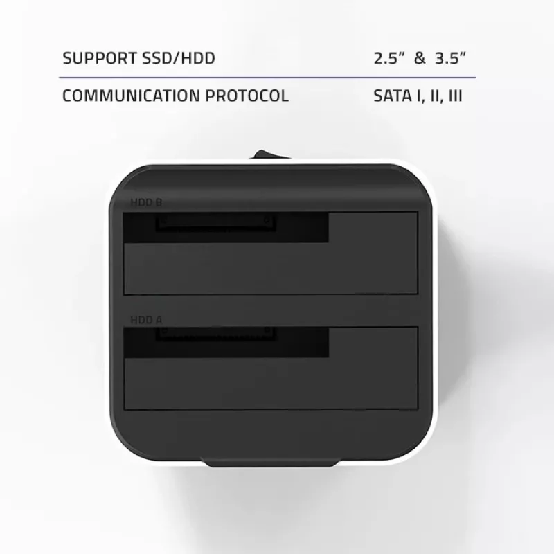 Qoltec 50309 base de acoplamiento HDD SSD 2.5 3.5 | SATA III | USB 3.0 | Super Speed 5 Gb/s | con función de clonación