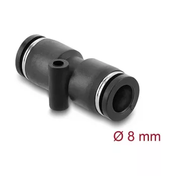 Conector neumático DELOCK de 8 mm recto con orificios de fijación, rosca hembra, metal/plástico, 39 mm