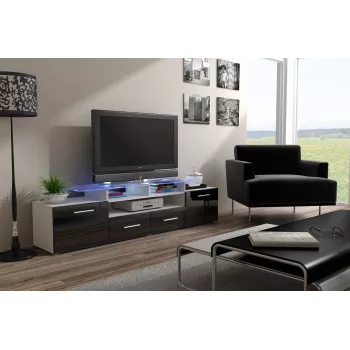 Soporte de TV Cama EVORA 200 blanco/negro brillante