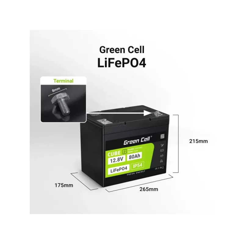 Batería para SAI Green Cell LFPGC12V80AH litio-hierro-fosfato (LiFePO4) 12,8 V