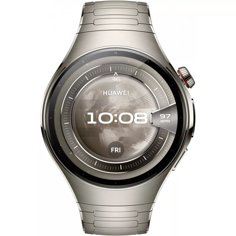 Smartwatch HUAWEI WATCH 5, 1,5 pulgadas AMOLED, 466×466, 46 mm carcasa de titanio, Wi‑Fi, GPS, plata