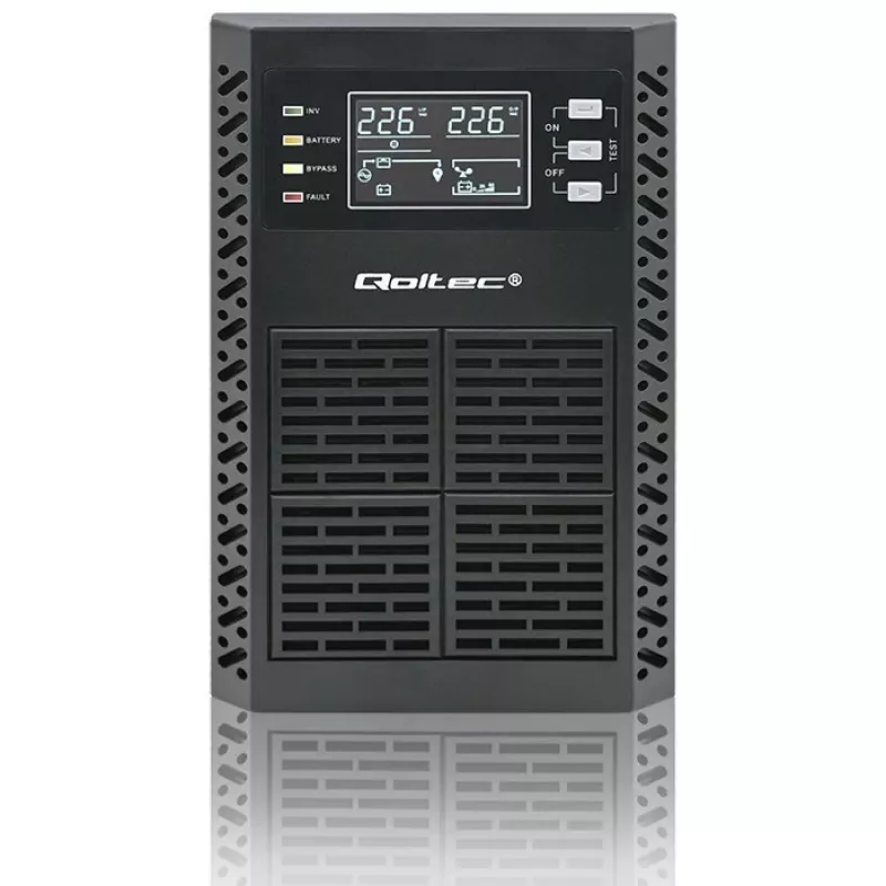 Qoltec SAI sistema de alimentación ininterrumpida | 1kVA | 1000W | factor de potencia 1,0 | LCD | EPO | USB | Online