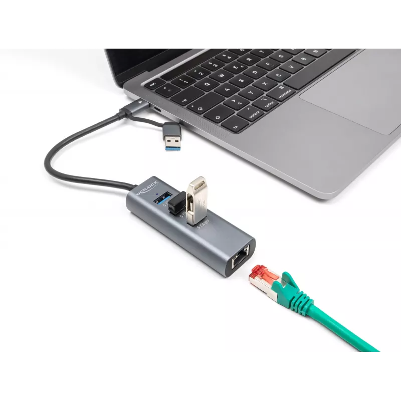 Estación de acoplamiento y replicador de puertos para portátil DeLOCK 64282 con cable USB 3.2 Gen 1 (3.1 Gen 1) Type-C gris (64282)