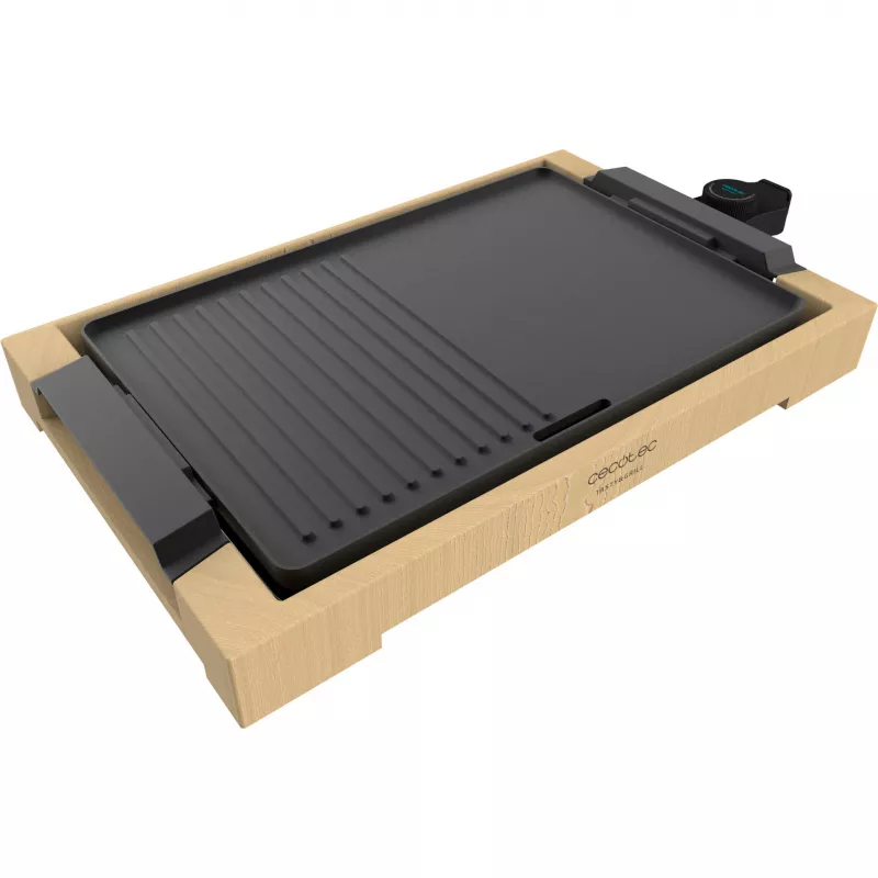 Parrilla eléctrica CECOTEC Tasty&Grill 2000 Bamboo negra — modelo 3058, parrilla de mesa compacta