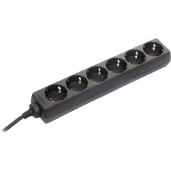 AS Schwabe 11612 regleta sin interruptor, negra, Schutzkontakt
