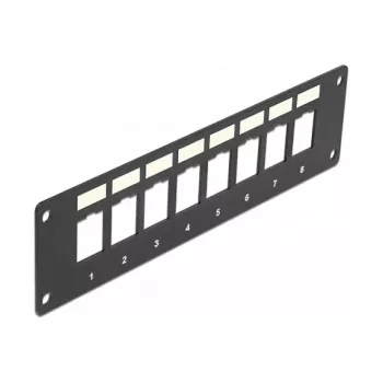 DeLOCK 86597 Panel de conexión Keystone vacío, 8 puertos, montaje en superficie, negro