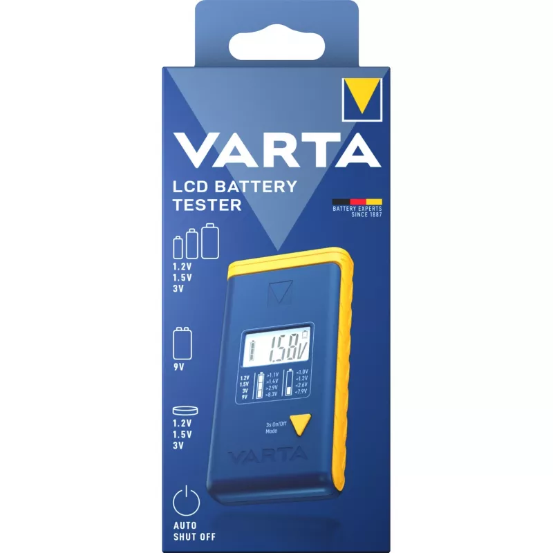 Comprobador de baterías Varta 00893 101 111 LCD digital dispositivo manual para AA AAA 9V pilas de botón