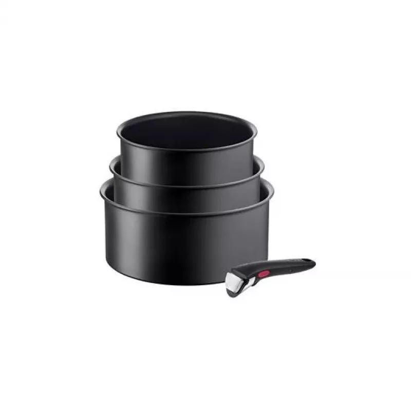 Set de ollas TEFAL, 4 piezas | L7649453 Ingenio Ultimate | 16/18/20 cm | Aluminio | Negro