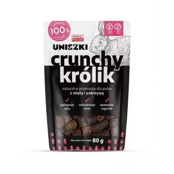 Snacks para perros UNISZKI Crunchy Conejo con Menta y Ortiga 80 g — carne de conejo, menta, ortiga, snacks crujientes