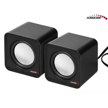Altavoz de PC de 2 vías Audiocore AC870 B — 3 W RMS, alimentación por USB con cable, entrada de 3,5 mm, 2.0 canales