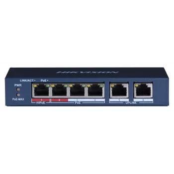 Switch de red Hikvision DS-3E0106HP-E no gestionado Fast Ethernet (10/100) con soporte PoE azul