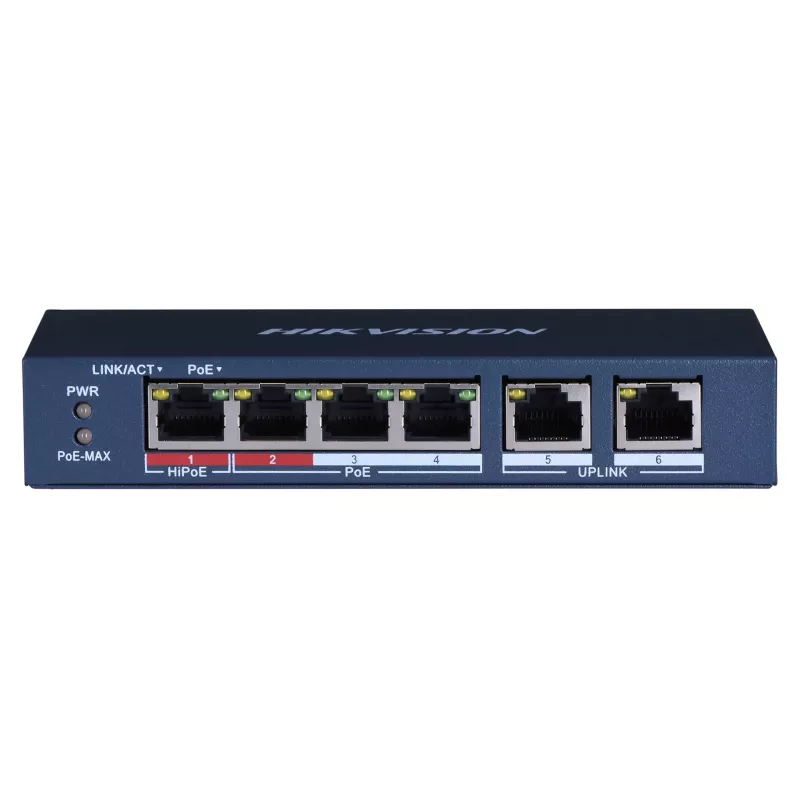 Switch de red Hikvision DS-3E0106HP-E no gestionado Fast Ethernet (10/100) con soporte PoE azul