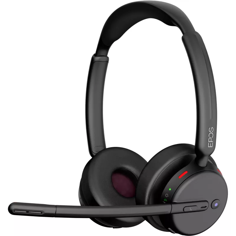 Epos Impact 500, Auricular binaural (ambos oídos), Bluetooth ANC, certificado MS Teams, incl. Dongle USB-C con adaptador USB-A