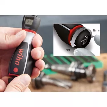 Destornillador dinamométrico multibit manual Wiha 36888 — ancho 40 mm, longitud 134 mm, peso 373 g