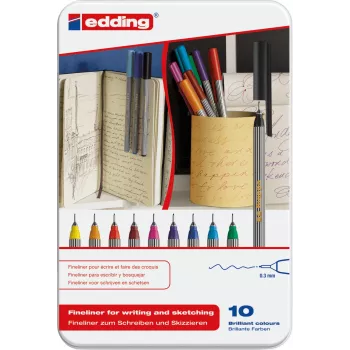 Rotuladores fineliner Edding 55 set de 10 uds. – puntas finas de 0,3 mm; varios colores