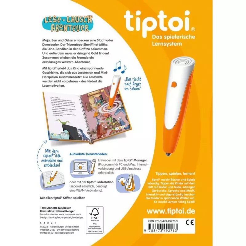 tiptoi Aventura de lectura y escucha: Ciudad Dino, libro educativo