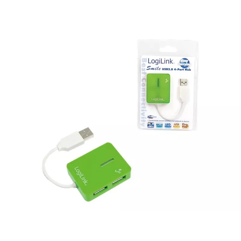 Hub USB LOGILINK UA0138 — hub USB 2.0 de 4 puertos, verde, hasta 480 Mbit/s