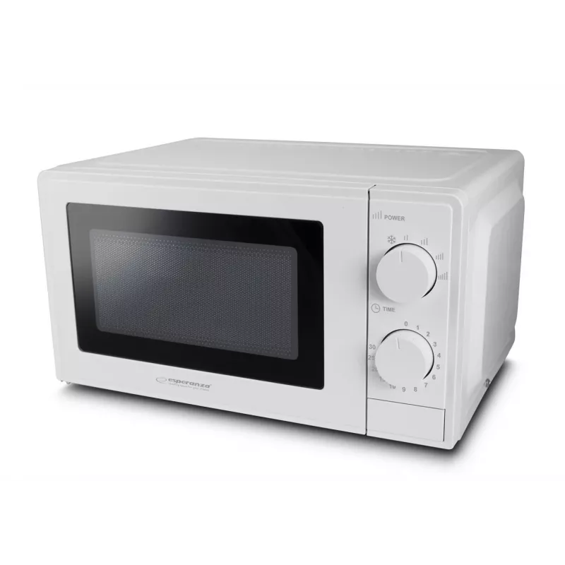 Esperanza ESTOFADO EKO011W microondas solo, de sobremesa, 20 l, 700 W, 5 niveles de potencia, plato giratorio de 24,5 cm, blanco