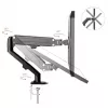 Soporte para monitor Maclean MC-860N, con pistón de gas, 13-27, 8 kg, Negro