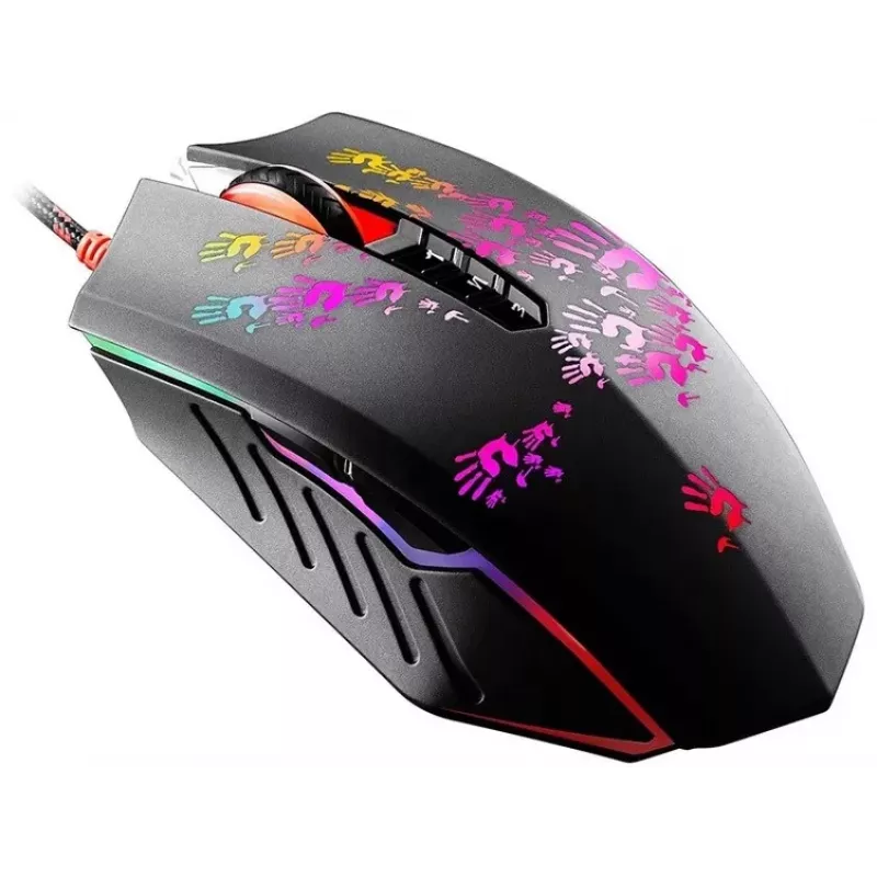 Ratón gaming A4Tech BLOODY A60 — óptico, ambidiestro, 6200 DPI, USB Type-A, 8 botones, negro