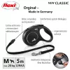 Correa retráctil Flexi Classic 5 m negra para perros medianos, cordón, carga máx. 20 kg, elementos reflectantes