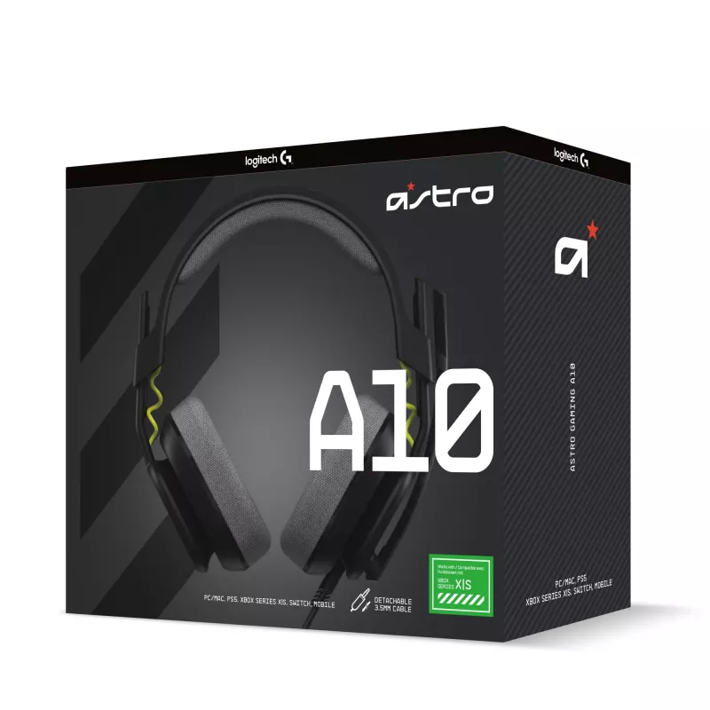Logitech ASTRO Gaming A10 Gen 2 - Auriculares - Over-Ear - Con cable - conector jack de 3,5 mm - Negro (939-002047)