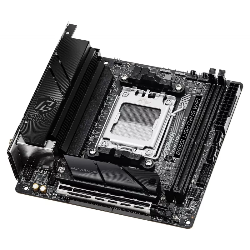 Placa base Mini-ITX ASRock B650I Lightning WiFi — AMD B650, socket AM5, DDR5, 2 DIMM (máx. 96 GB), Wi-Fi 6E, 2,5Gb LAN