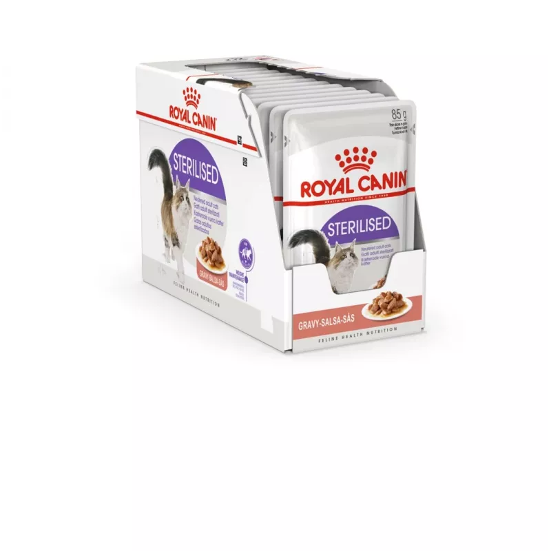 ROYAL CANIN FHN Sterilised en salsa – Comida húmeda para gatos adultos – 12x85g