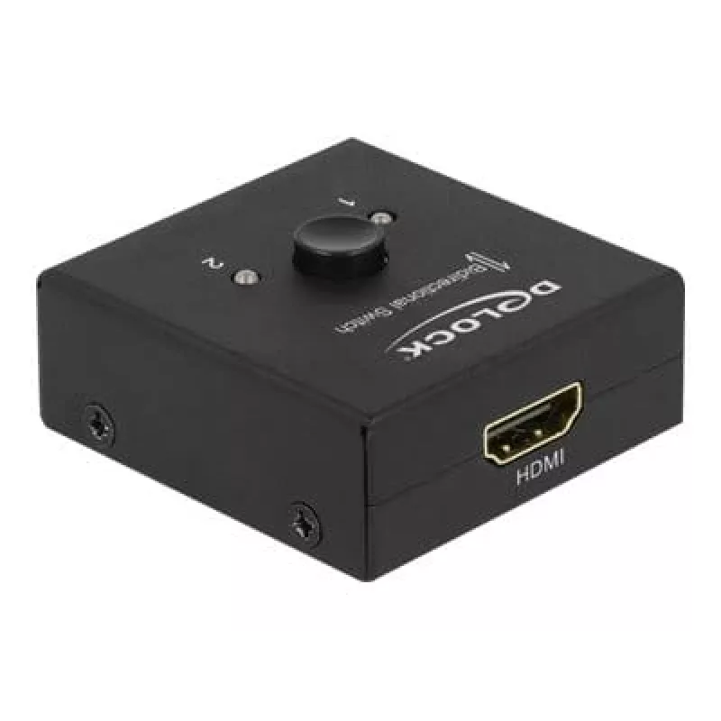 DeLock HDMI 2-1 bidireccional 4K 60 Hz compacto - Retail Box - Conmutador de vídeo/audio - 2 x HDMI - sobremesa (64072)