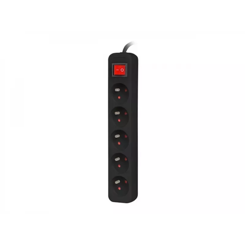 Regleta Lanberg PS1-05E-0300-BK, 5 tomas, 3 m, negra, con interruptor
