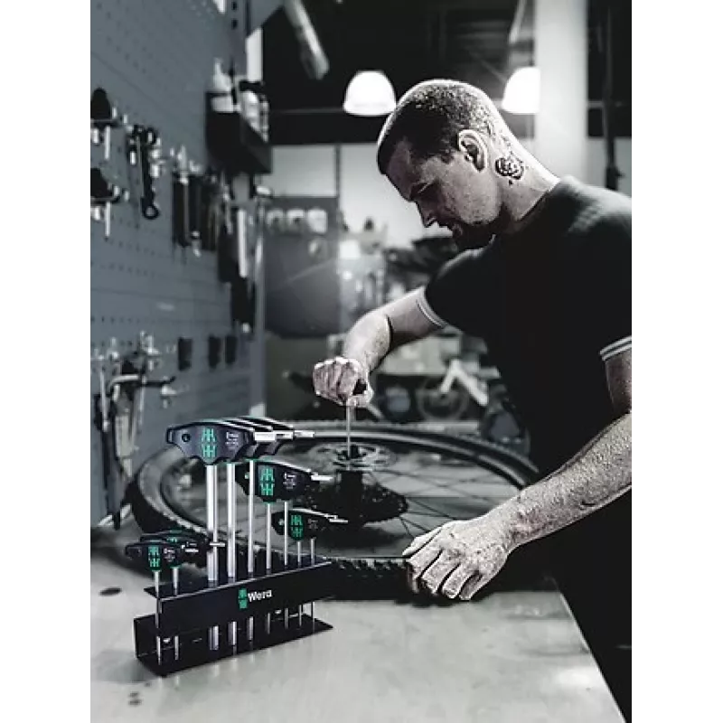 Wera Bicycle Set 6 Juego de llaves con mango en T, 10 piezas, en caja de almacenamiento (05004174001)