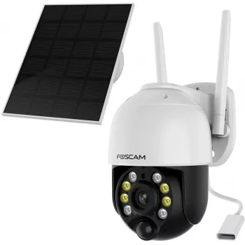 Cámara de vigilancia IP Foscam B4 Dome 4 MP (2560×1440), Wi-Fi 2,4 GHz, IP65, solar + batería 5000 mAh, giro 355°, inclinación 90°